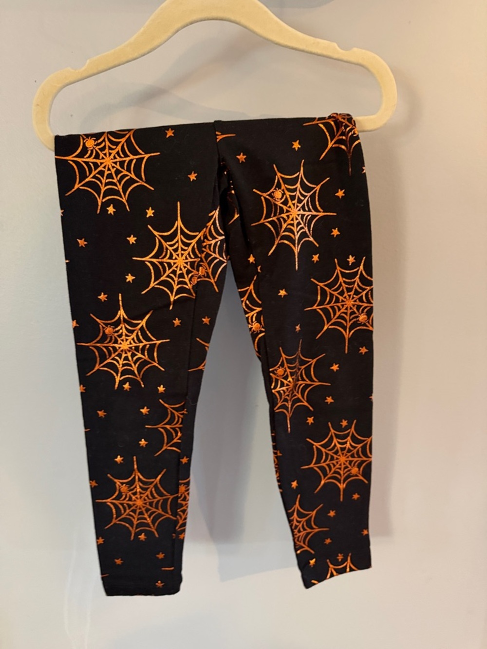 wonder nation Black Leggings with Orange Spiderweb Print